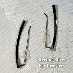 Sterling Forever Curved Bar Ear Crawlers